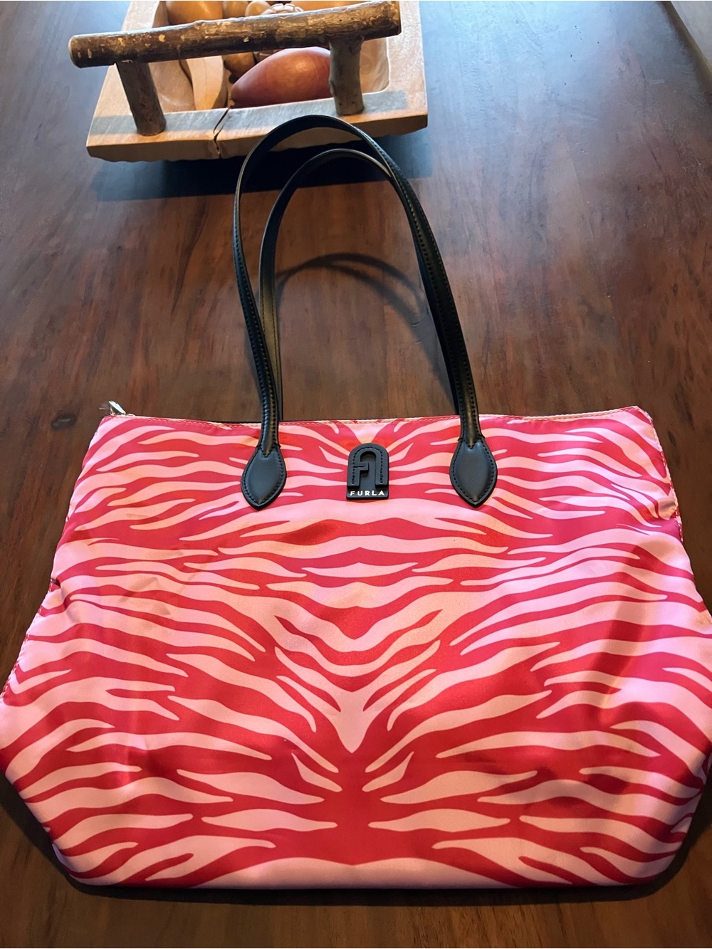 Furla Pink and Light Pink Zebra-Pattern Tote